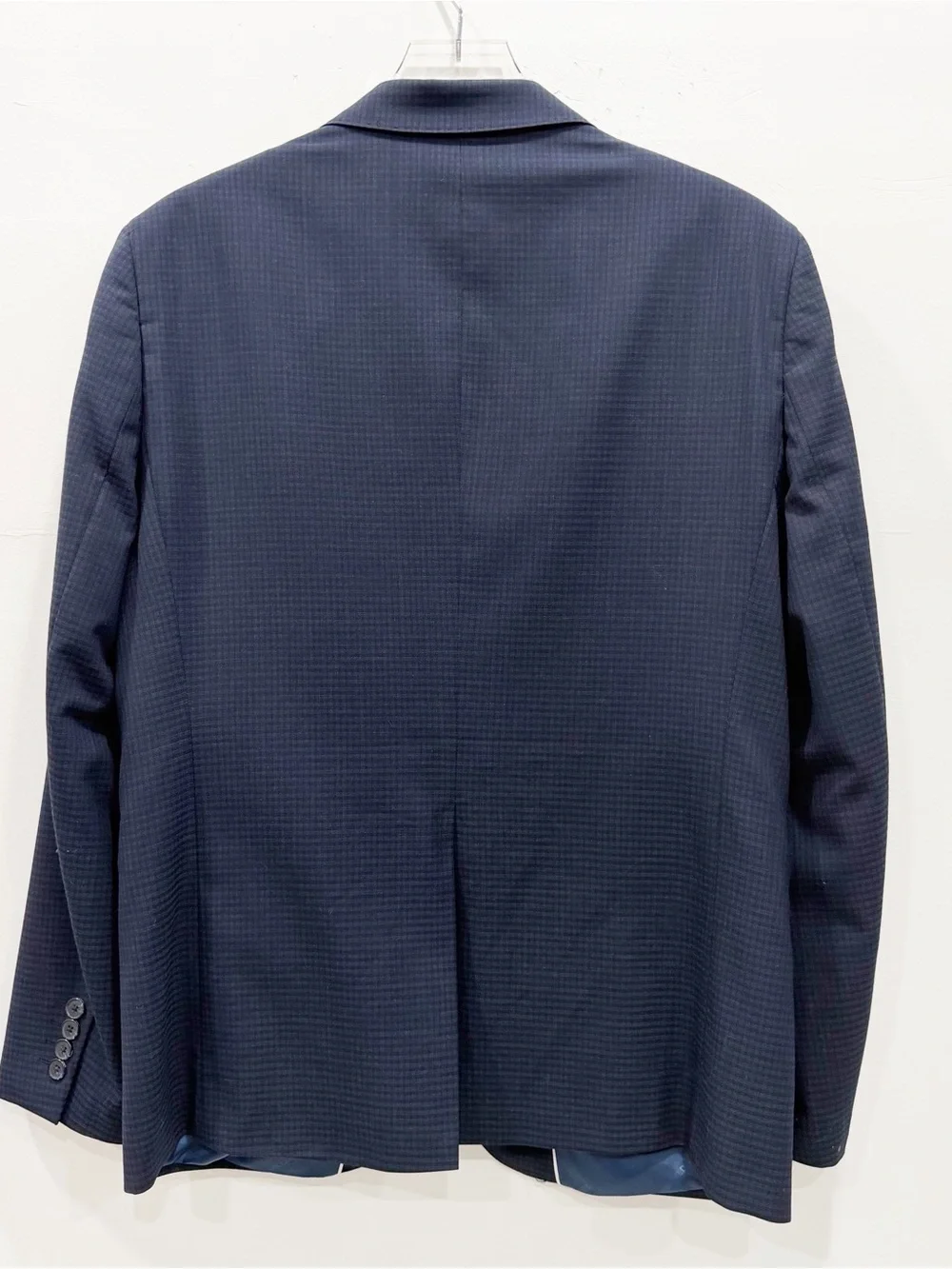 Karl Lagerfeld Marcel Modern Fit Wool Blend Navy Checkered Suit 42R Pants 36W